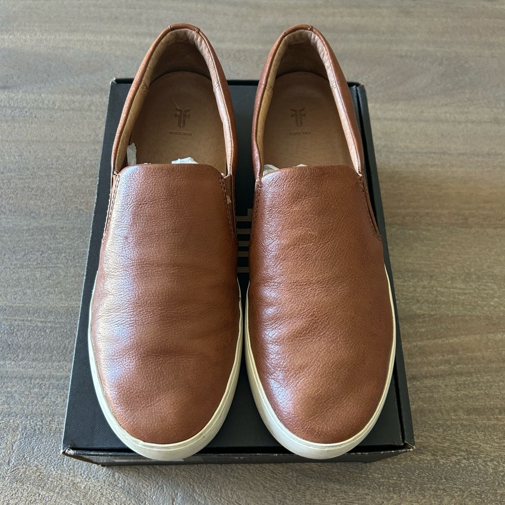 Frye Brown Leather Slip-On Sneakers